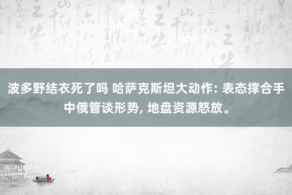 波多野结衣死了吗 哈萨克斯坦大动作: 表态撑合手中俄管谈形势， 地盘资源怒放。