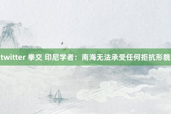 twitter 拳交 印尼学者：南海无法承受任何拒抗形貌