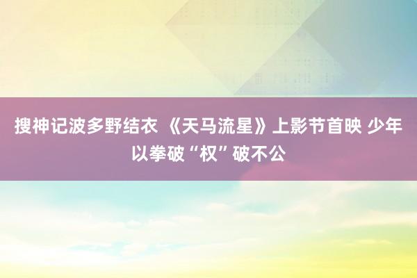 搜神记波多野结衣 《天马流星》上影节首映 少年以拳破“权”破不公